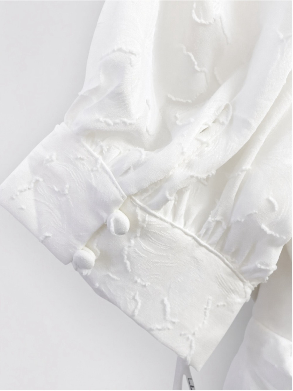 Lulus White Jacquard Puff Sleeve Ruched Babydoll Mini Dress Square Neck M - Picture 13 of 16